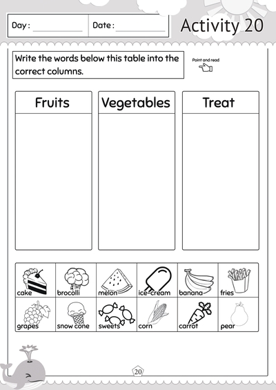 Preschool 1 Literacy 1 Activity 20