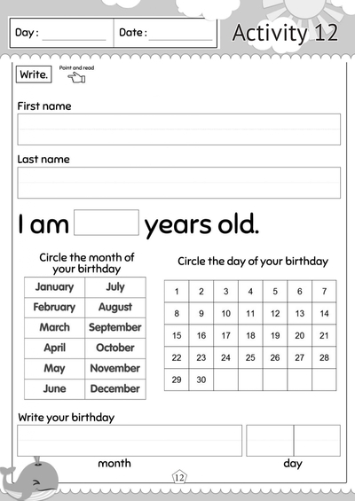 Preschool 2 Literacy 2 Activity 12